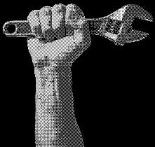 Hand holding wrench