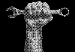 Hand holding wrench